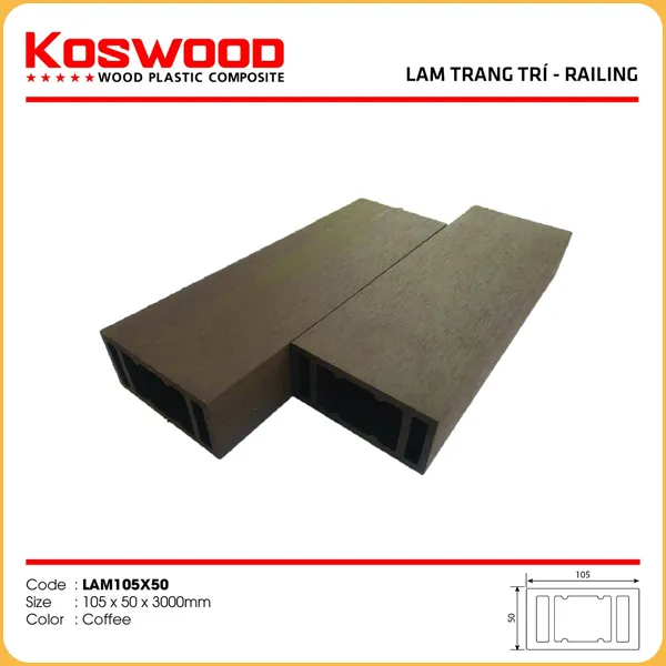 Thanh Lam Gỗ Nhựa Ngoài Trời Kosmos L105x50 Coffee